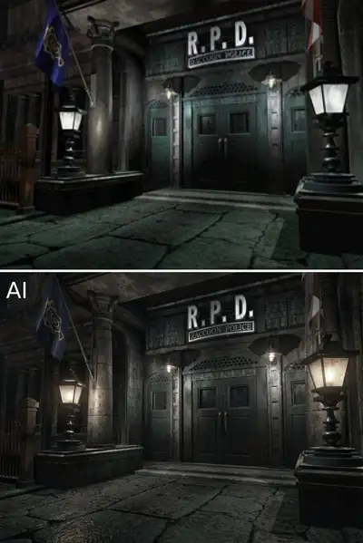 HD realistic remaster of Resident Evil 2 PSX background art