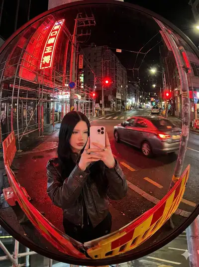 Cinematic Fisheye Night Street Portrait
