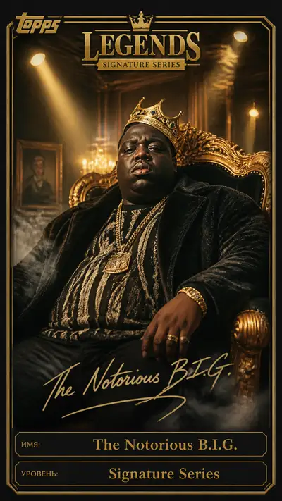Notorious B.I.G. royal-themed trading card design