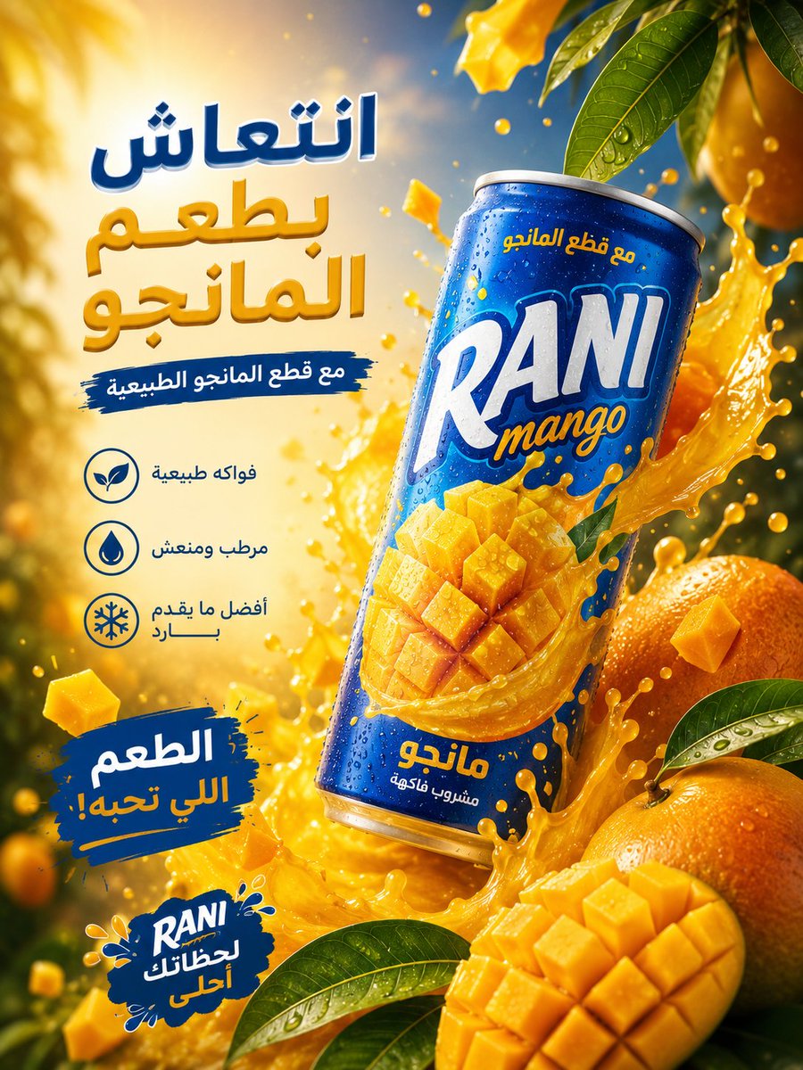 Luxury Arabic mango juice product ad