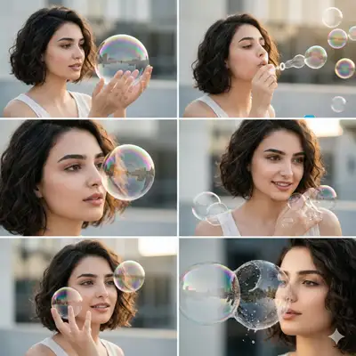 Cinematic Soap Bubble Photo Series with Reference Image