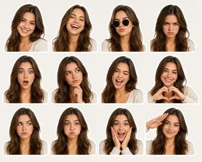 Sticker Pack of Young Woman Expressions