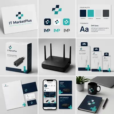 Complete brand identity 3x3 mockup grid template