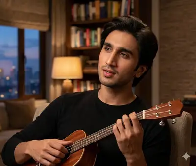 Cinematic Portrait of Man Playing Ukulele