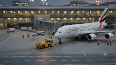 Cena de Pushback de um Airbus A380 em Aeroporto Miniatura