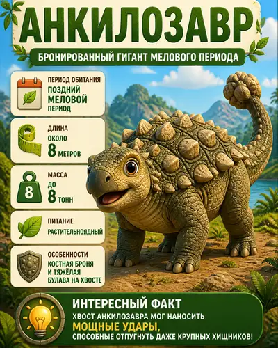 Kid-Friendly Ankylosaurus Educational Infographic