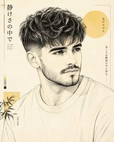 由照片生成的日式线条肖像插画