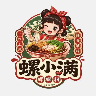 Chinese food mascot badge logo template