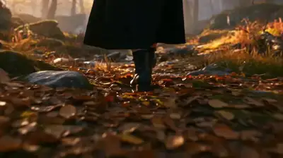 Cinematic Dark Fantasy Autumn Forest Woman