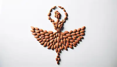 Top view of almond pieces forming the shape of [Subject]