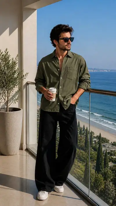 Oceanfront Balcony Quiet Luxury Fashion Portrait