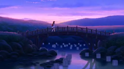 Anime Twilight Footbridge Scene