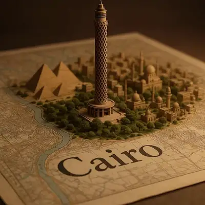 Cairo 3D Diorama Rising from Map
