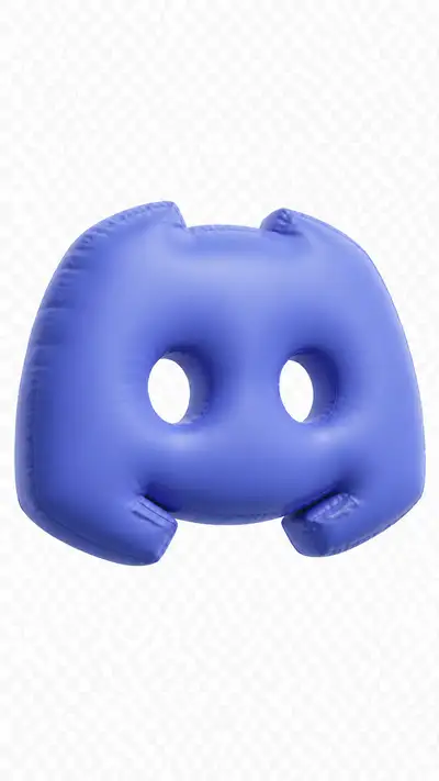 Render 3D de logo inflável macio do Discord em fundo transparente