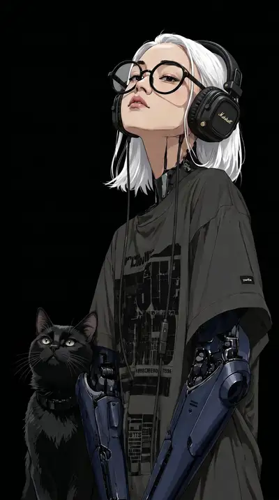 Character style edit: cat color and headphones swap