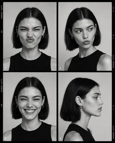 Black and White Fashion Casting Contact Sheet Grid