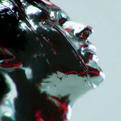 Abstract Distorted Portrait with Glossy Metallic Face