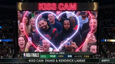 Kiss Cam NBA Finals Drake and Kendrick Lamar