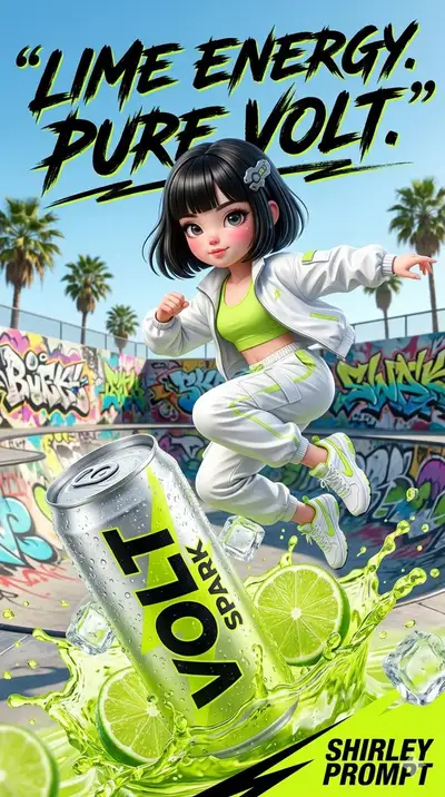 High-energy streetwear skatepark energy drink ad