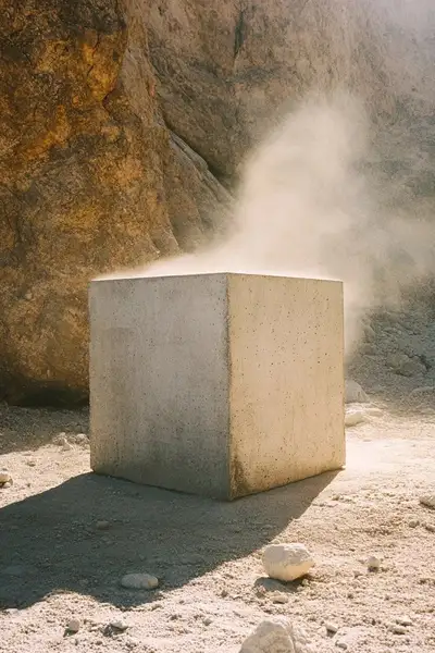 Snake in Concrete Cube Desert Scene
