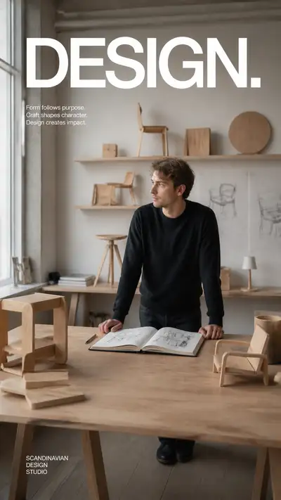 Campanha editorial de estúdio de um designer de móveis