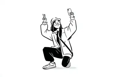 Ilustração editorial monocromática de personagem estilo Notion