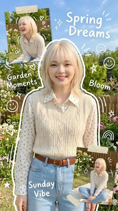 Korean Spring Scrapbook Fashion Poster