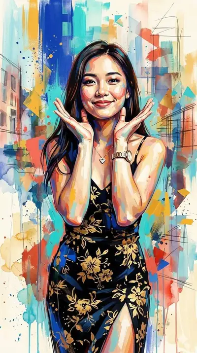 Retrato contemporáneo en técnica mixta que fusiona el pop y el impresionismo