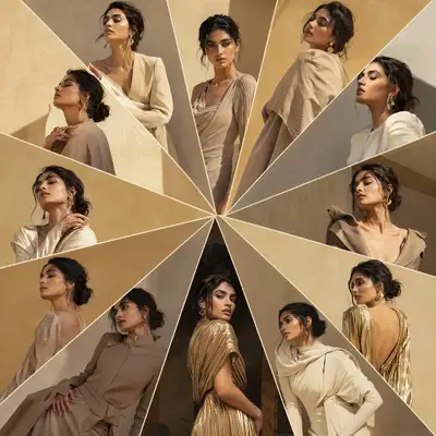 Radial Sunburst Fashion Editorial Composition