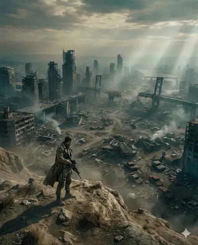 Post-Apocalyptic City Drone Shot