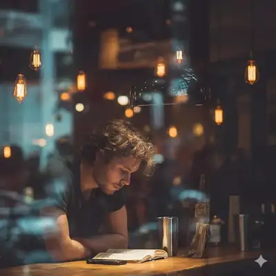 Cozy Cafe Reading Scene