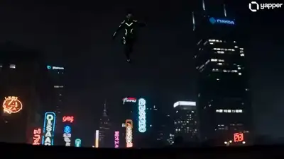 Ninja d'action dans une ville néon