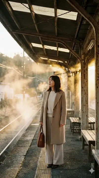 Cinematic Dawn Train Station Commuter