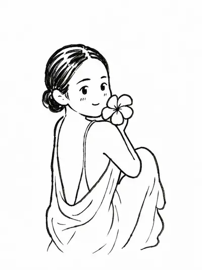 母子拥抱Q版涂鸦插画