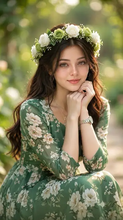 Photorealistic Korean Girl in Garden Portrait