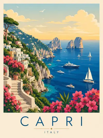 Luxury Ibiza Travel Poster Illustration