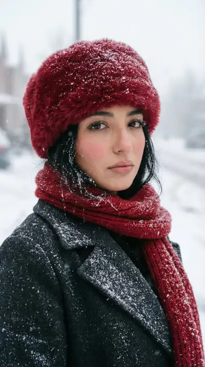 Photoreal Winter Snowfall Street Portrait Prompt