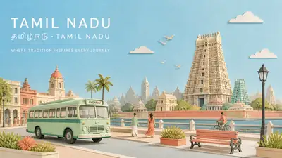 Paper collage travel poster illustration of Tamil Nadu