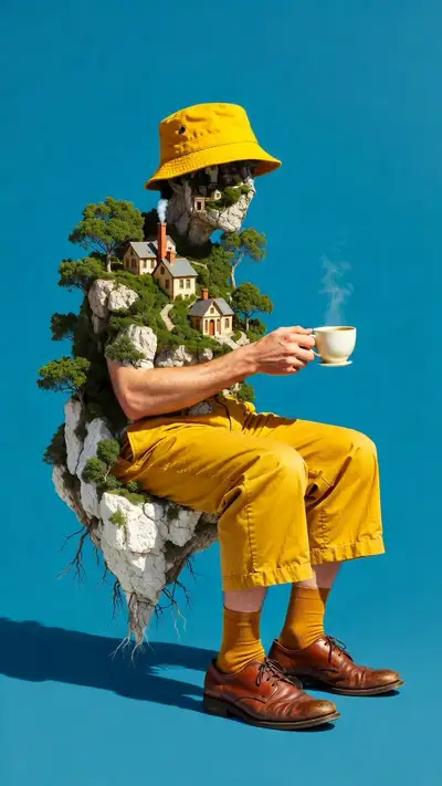 Surreal Coffee Village Figure