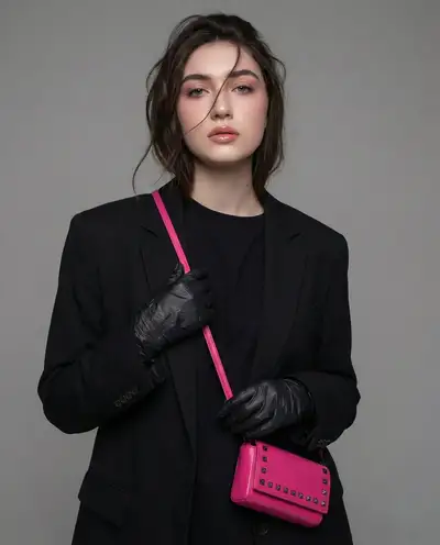 High-Fashion Editorial Portrait with Balenciaga-Inspired Clutch