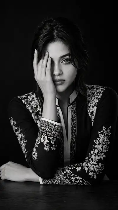 Cinematic Monochrome Fashion Portrait