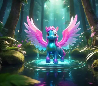 Kawaii Iridescent Slime with Pegasus Wings