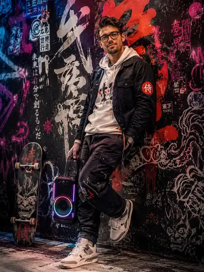 Japanese Graffiti Fashion Poster Prompt