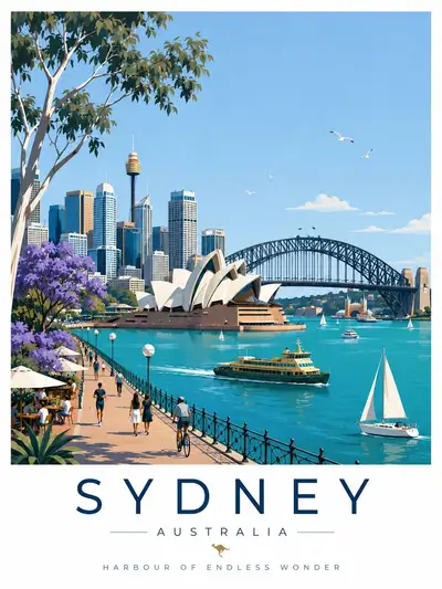 Minimalistische Reiseposter-Illustration von Sydney, Australien