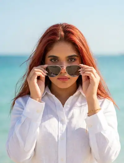 Photorealistic Fashion Portrait with Aviator Glasses