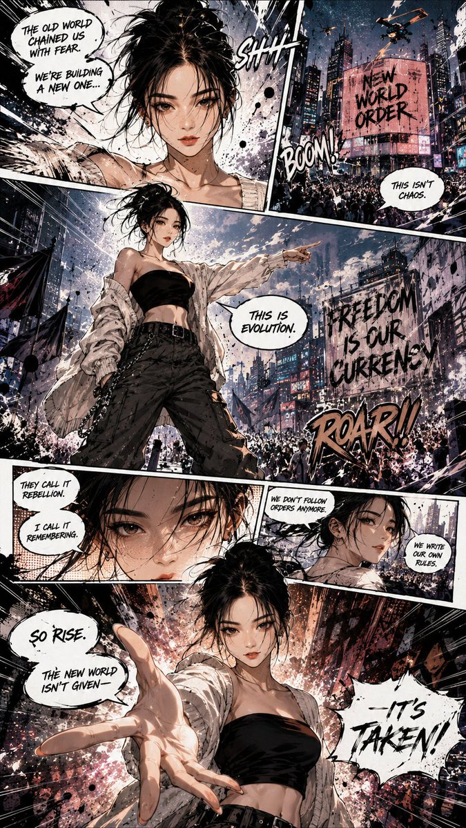 Cinematic manga/manhwa page from photo prompt