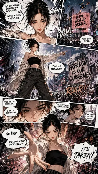 Filmische Manga/Manhwa-Seiten-Prompt aus einem Foto