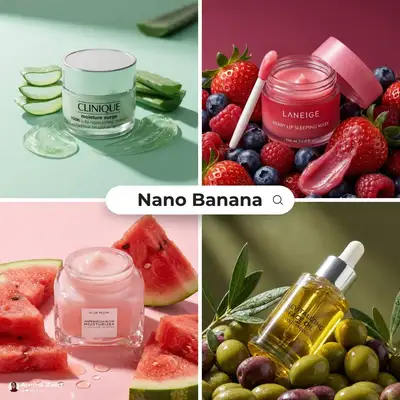Skincare Product Ad Surrounded by Fresh Fruit