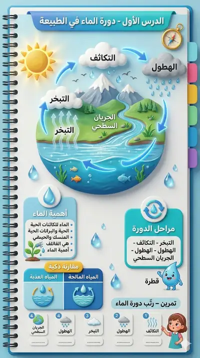 3D pop-up book page about the water cycle for 4th grade