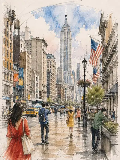 Loose Watercolor and Pen Architectural Sketch